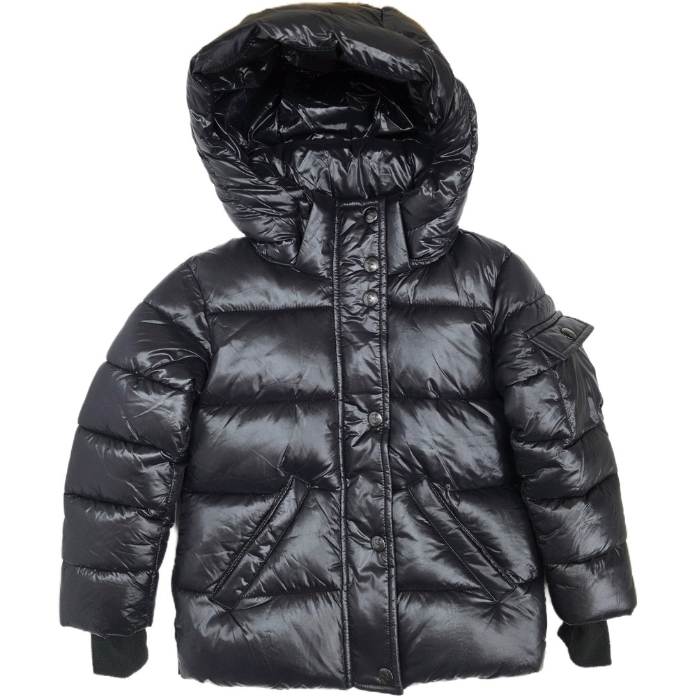 S13 New York Kid's 2T Shiny Black Puffer Jacket Coat w/Removable Hood